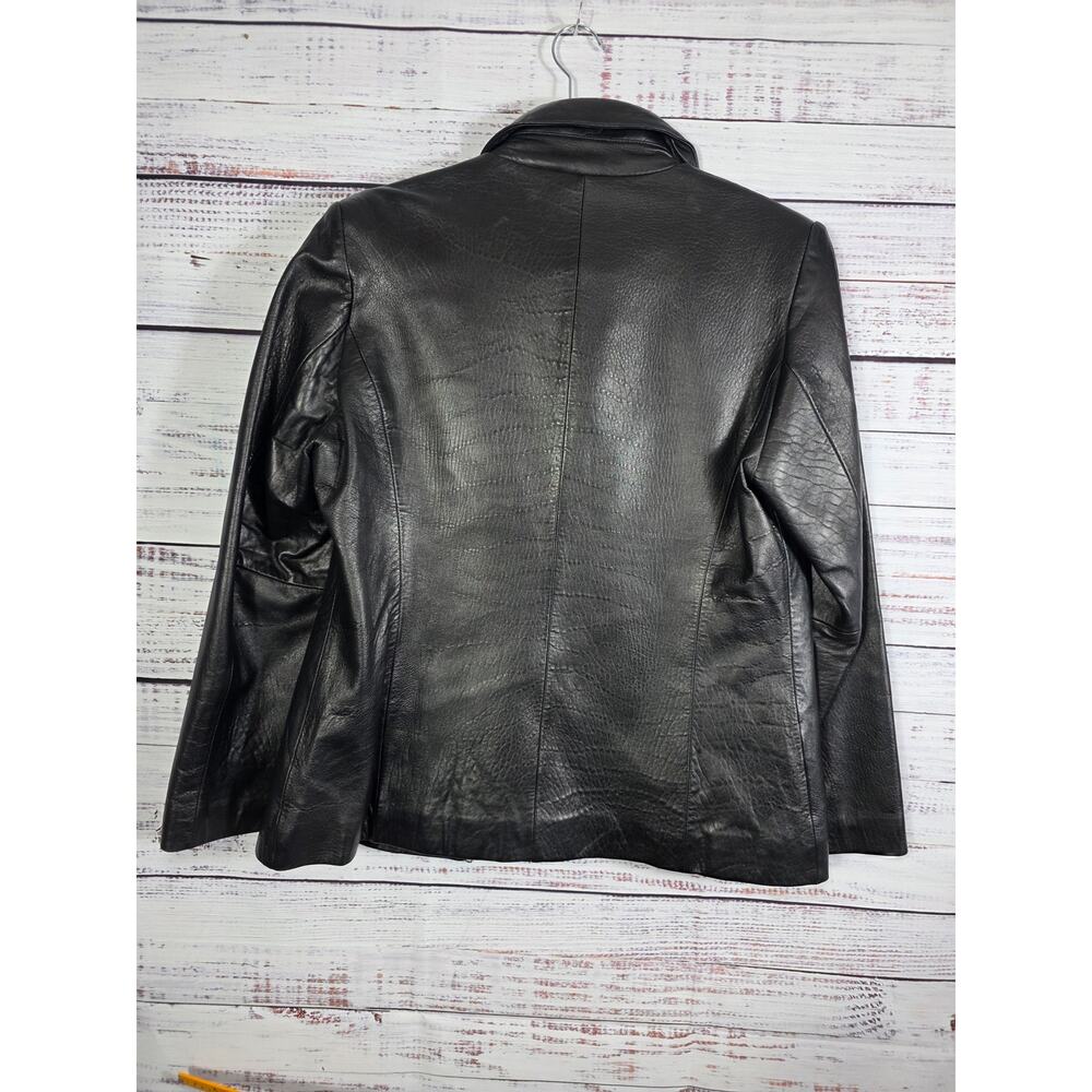 Excelled Collection Women's Black Genuine Leather Jacket Size Large Zip Front - Picture 2 of 5